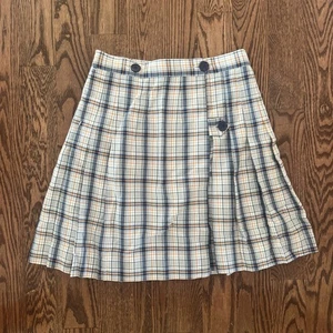 Flynn O’Hara Uniform Skirt Size 16X A-line Pleated Blue Orange Plaid - Picture 1 of 6