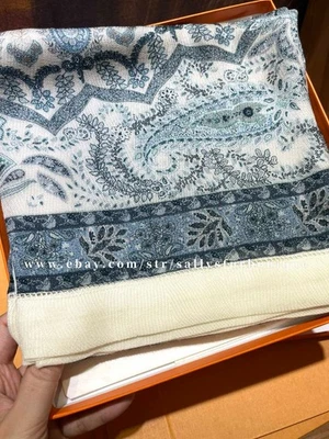 Sallys 100% Cachemira Hervida Estola Estampado Paisley Cuadrado Fino Delicado Bufanda 35" Foto 1 de 4