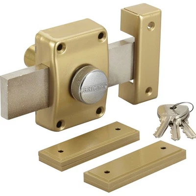 Verrou à bouton pour porte d\'entrée pêne long 140 mm Cylindre 45 mm 3 clés cr - Photo 1/2