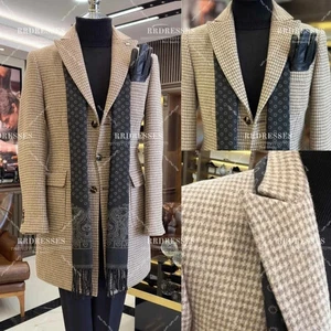 Business Men's Overcoat 100% Cashmere Officla Mid-Length Suit Warm Jacket Coat - Picture 1 of 6