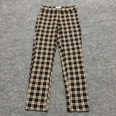 Nordstrom Rack Womens Ponte Pants Size XXS 2XS Brown Plaid Cropped Low Rise - Image 1 of 4