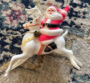 Vintage Christmas Santa & Reindeer Ornament! RARE!!!! - Picture 1 of 7