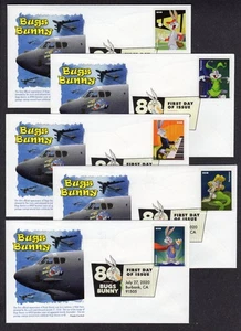 2020 Bugs Bunny Set (Scott 5494-5503) TEN Panda Cachets DCP FDC's TC672 - Picture 1 of 2