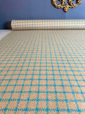 Revestimiento a cuadros 100 % lana - Rejilla turquesa sobre camello - The Fabric Store Nueva Zelanda Foto 1 de 4