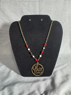 Ohio State Cut Out Pendant Necklace Long Ohio State Buckeyes Necklace - Image 1 of 2
