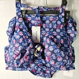 Swimsuits for ALL Two-Piece Swimming Suit Womens PLUS Sz 3X (24W-26W) Blue Multi - Picture 1 of 6