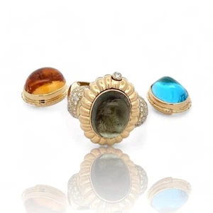 18k Yellow Gold Interchangable Multi-Stone and Diamond Ring Size 8 (KS1017394) - Picture 1 of 18