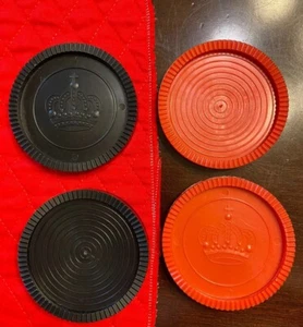 Replacement Pieces 2 Black & 2 Red Large Jumbo 3" Checkers Game Parts (NO Rug) - Picture 1 of 8