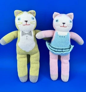 Blabla Knit Cat Splash Kitty & Theo Cat Plush Doll Stuffed Baby Toy Peru 13" LOT - Picture 1 of 5