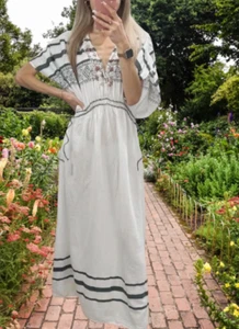 ZARA NWT Limited Edition Long Kaftan Dress With Beads  sz  M-L - Picture 1 of 16