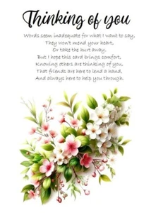 THINKING OF YOU A5 CARD Sentimental Sympathy Condolence Bereavement Friendship - Picture 1 of 3