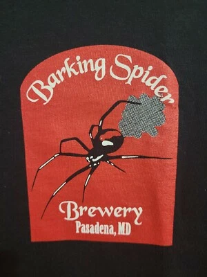 Camiseta Barking Spider Brewery Pasadena MD Grande Para Hombre Negra Gráfico Logo Cerveza  Foto 1 de 4