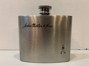 Johnnie Walker & Sons Whiskey -Keep Walking 5 oz Flask Stainless Steel Brand New - Picture 1 of 11