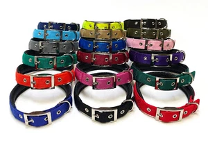 Dog Collar Adjustable Soft Padded Collar 25mm Wide Small Medium Large 20 Colours - Picture 1 of 31