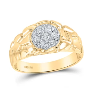 10kt Yellow Gold Mens Round Diamond Cluster Nugget Band Ring 1/4 Cttw - Picture 1 of 1