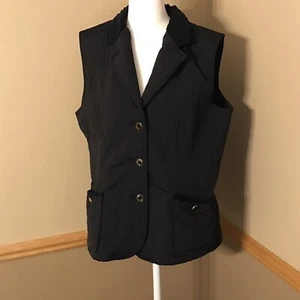 Talbots Diamond Quilt Button Front Vest Black Women’s Size Medium - Picture 1 of 6