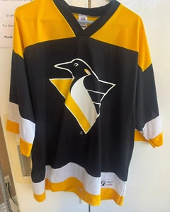 Mario Lemieux 66 Pittsburgh Penguins Black Yellow White XL NHL Jersey  Vintage - Picture 1 of 6