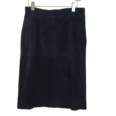 Falda lápiz Lord & Taylor vintage de cuero gamuza talla 10 Foto 1 de 4