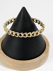 Gold Tone Chain Link Open Cuff Bracelet. Modern Style Bangle. Stackable. 5 3/4" - Picture 1 of 12