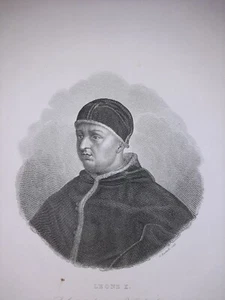 Ritratto/ Leone X De' Medici Papa/ Buccinelli Firenze acquaforte 1837 - Picture 1 of 2