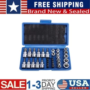 34 Pcs Drive Male Female Torx Star Bit Socket E-socket Set Handheld Tool + Case - Picture 1 of 17