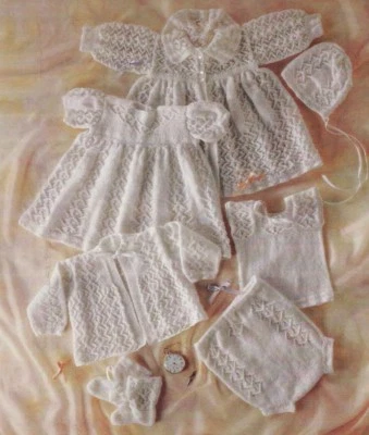 Baby lacy layette  knitting pattern 7 pieces copy 2 ply - image 1 of 2
