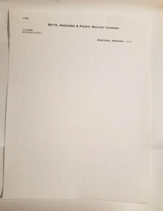 Vintage Butte, Anaconda & Pacific Railway 60 Official Documents Mining Railroad - Picture 1 of 10