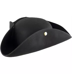 Deluxe hart schwarz Piraten Dreihorn Hut Jack Spatz Kostüm Karibik Kostüm - Bild 1 von 1