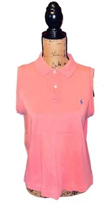 Ralph Lauren Sport Womens Pink Sleeveless Tank Polo Pony Shirt Top Sz L - Picture 1 of 4