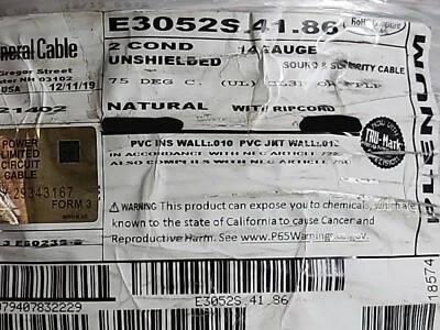 Cable de control/medios plenum sin blindaje Carol E3052S 14/2C/50 pies Foto 1 de 4