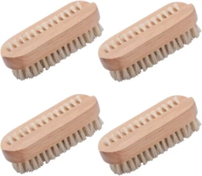 FUNTASY GIFTS 4 x Wooden Nail Brushes, Hygienic Double Sided Hand And Nail Cleaning Brush