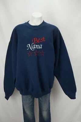 复古奶奶卫衣,最佳娜娜蓝色 2XL — 第 1/4 张图片