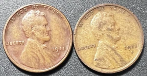 TWO 1911-S WHEAT CENTS ~ NICE COLLECTABLE CONDITION~THE EARLY S MINTS ARE SCARCE - Picture 1 of 2