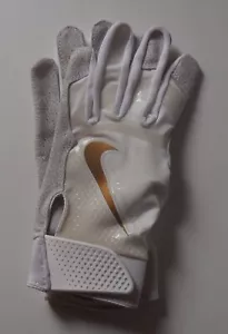 Nike Hyperdiamond Select 2.0 Batting Gloves Women White/White/White/Gold Medium - Picture 1 of 6