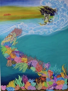 Acrylic Painting, Mix Media Two Cultures Together “Koala Surfing” Thai-Aussie - Picture 1 of 5