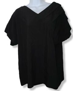 Women's Unbranded Black Semi-Sheer Black Short Sleeve Blouse XL