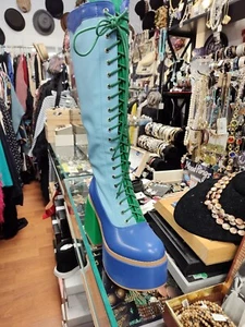 BOTAS PLATAFORMA OCHO TOROS MUJER VERDE Y AZUL TALLA 8 NUEVAS EN CAJA - Imagen 1 de 5