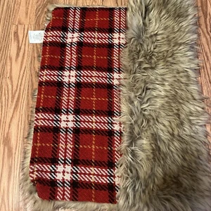 Pottery Barn Pillow cover Red Nottingham plaid reverses to Faux Fur 20x20 - Picture 1 of 5