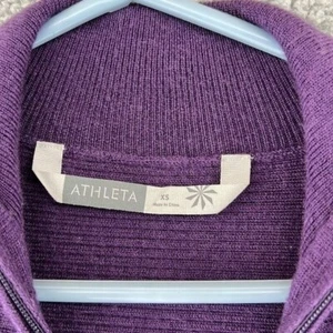 Athleta Purple Full Zip Mock Neck Sweater Wool Blend Pockets Style# 879923 - Picture 1 of 14