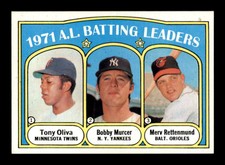 1972 Topps #86 Tony Oliva/Bobby Murcer/Merv Rettenmund AL Batting LL NM X2894051