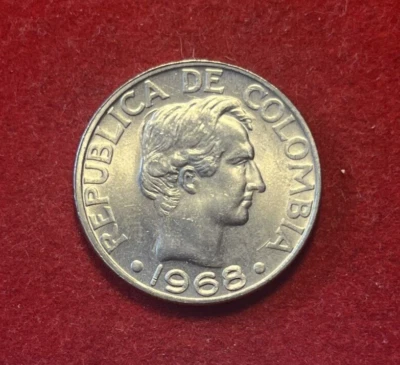 Moneda de 50 centavos BU de acero revestido de níquel Colombia 1968 KM#228 T4519a Foto 1 de 2