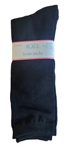 The Children’s Place Girls KNEE SOCKS 2 Pack Small Uniform 11-13 Black NWT - Picture 1 of 5