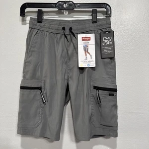 Wrangler Boys Gray Tech Cargo Shorts Size L 10-12 UPF 50 Zipped Pocket Pull On - Picture 1 of 11