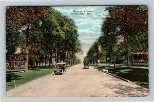 Green Bay WI-Wisconsin, Residential Monroe Avenue, Period Cars Vintage Postcard - Picture 1 of 2