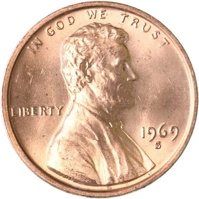1969 S Lincoln Memorial Cent BU Penny US Coin - Image 1 of 4