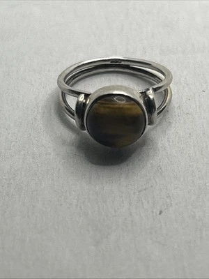 Vintage Sterling Silver Tigers Eye Ring size 7.5 925 cocktail ring - Image 1 of 4