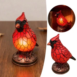 Cardinal Lamp, Red Resin Bird Lamps Bedside Livingroom Bedroom Home Decoration - Picture 1 of 8