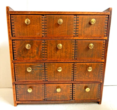 Primitive Wood 12 Drawer Crayon Storage Chest by American Crayon Co Sandusky OH - Image 1 of 4