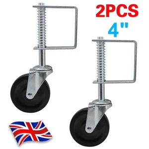 2pcs Spring Loaded Heavy Duty Gate Wheel Farm Timber Door 4" Swivel Wheel Fence - Picture 1 of 13