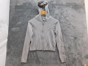 John Galt Hoodie Womens Small Gray Rib Knit Zip Up Cropped Long Sleeve Sweater - Picture 1 of 15
